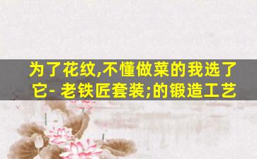 为了花纹,不懂做菜的我选了它- 老铁匠套装;的锻造工艺